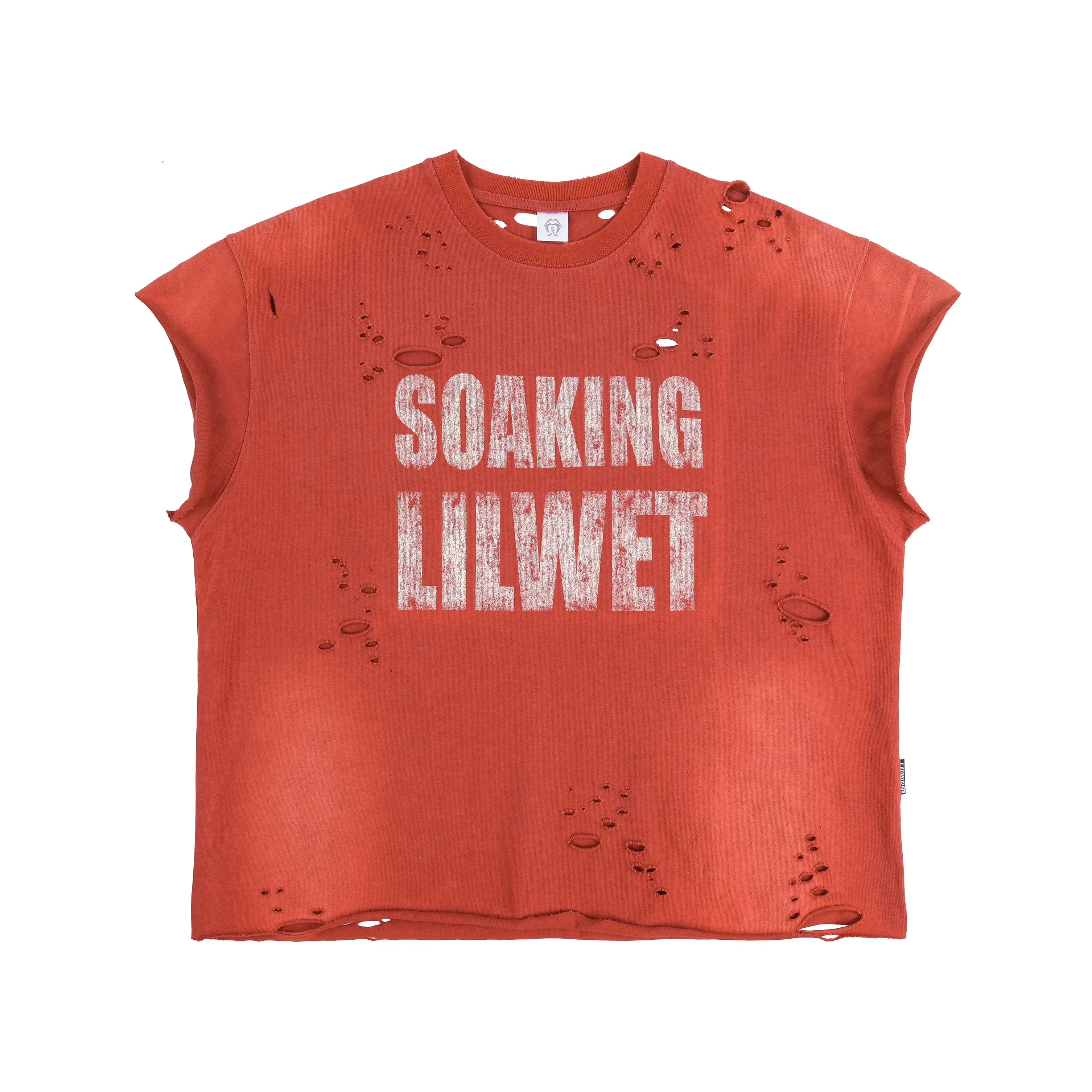 THEWET washed vintage street print distressed shoulder