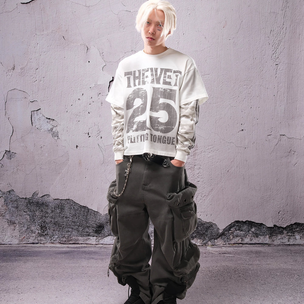 THEWET SPLITTING TONGUE 2025AW Washed, Used, Spray Dirty Bullets CARGO workwear pants