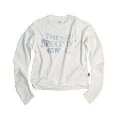 THEWET 2026 American Street Letter Hot Silver Logo Curved Knife Long Sleeve Daily Casual Interior Long Tee