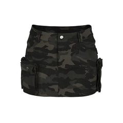 LILWET GIRL American Retro Summer Hot Girl Half body Bag Hip Skirt Camouflage Work Clothes Detachable Short Skirt