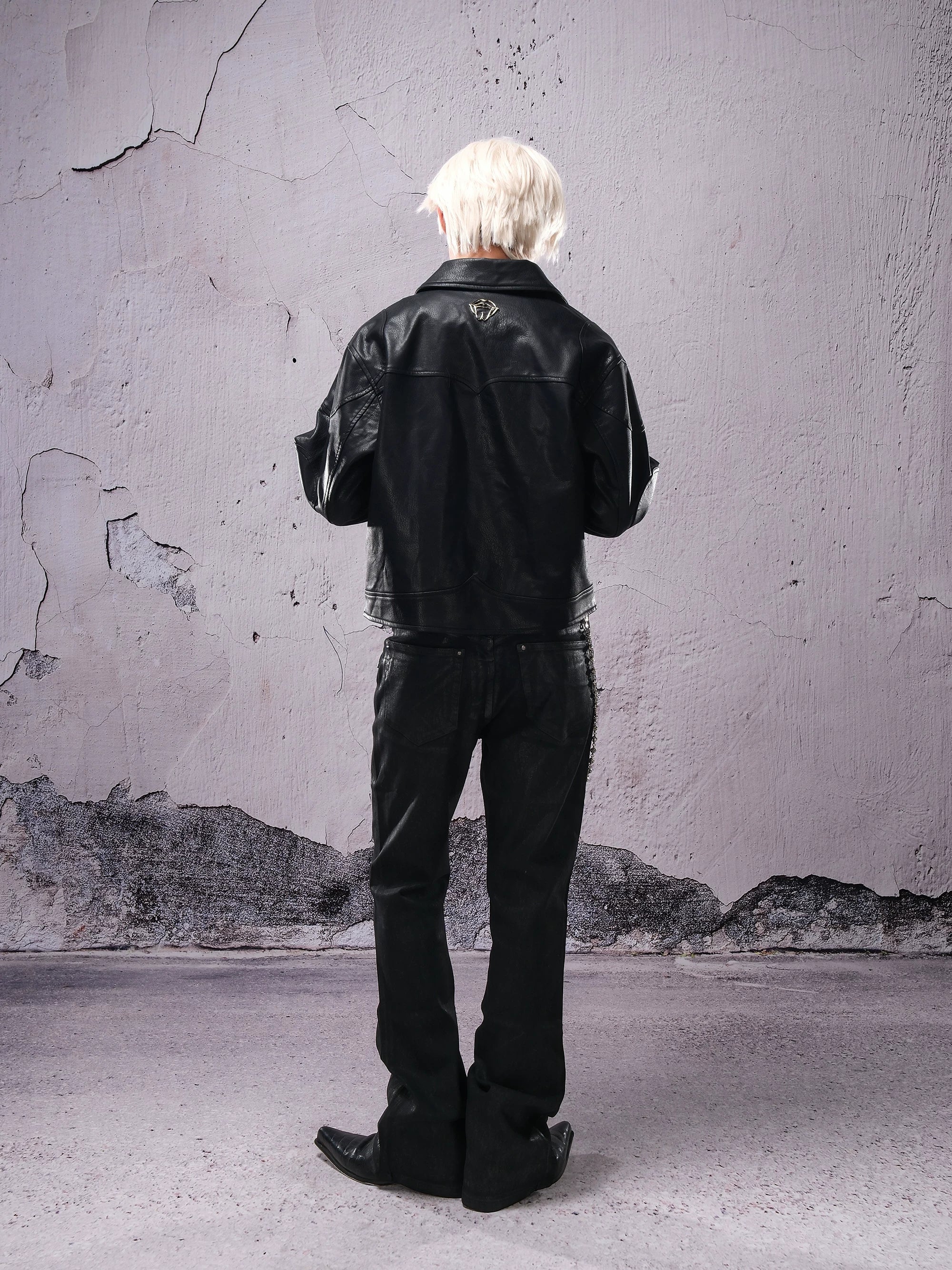THEWET SPLITTING TONGUE 2025AW Burst Pattern Dark Pioneer Micro La Brushed Wax Elastic Pants