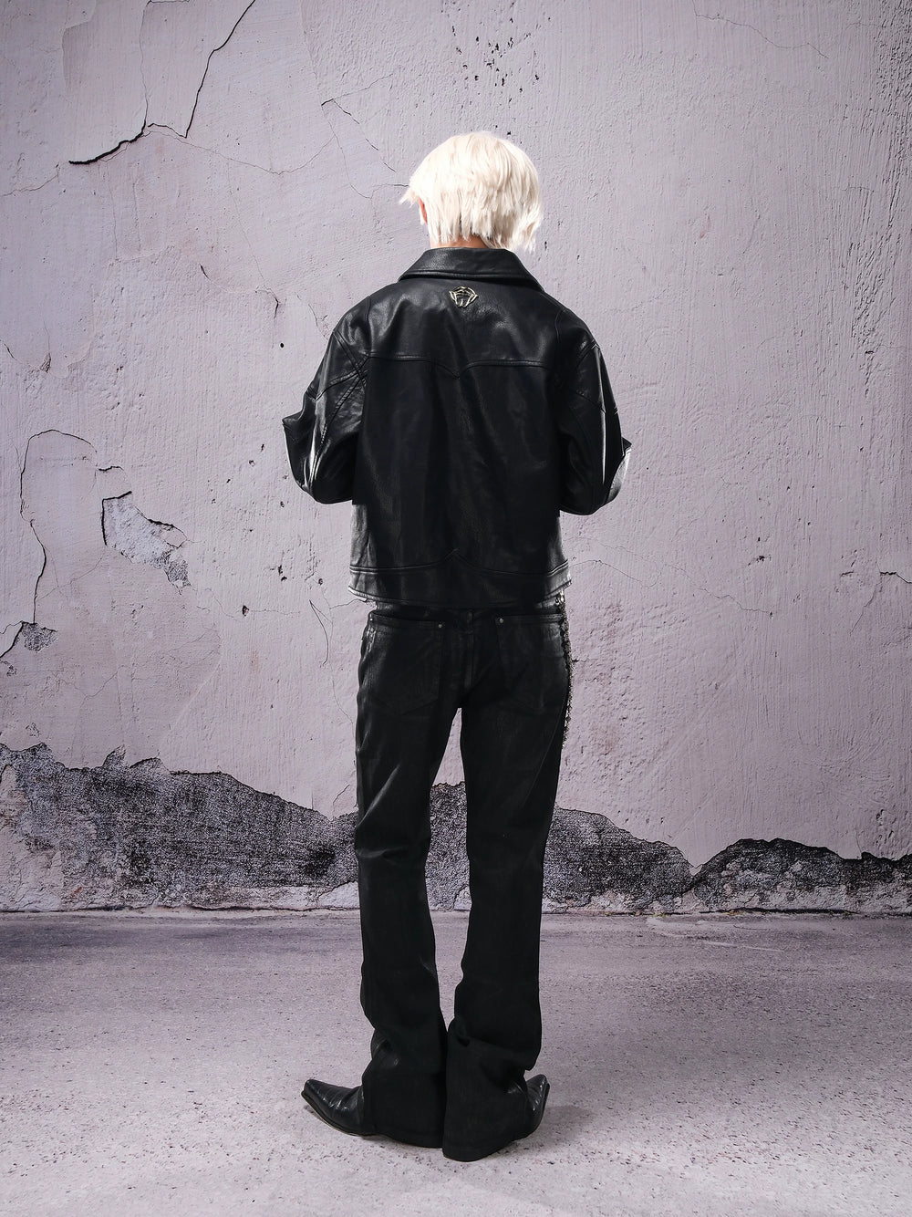 THEWET SPLITTING TONGUE 2025AW Burst Pattern Dark Pioneer Micro La Brushed Wax Elastic Pants