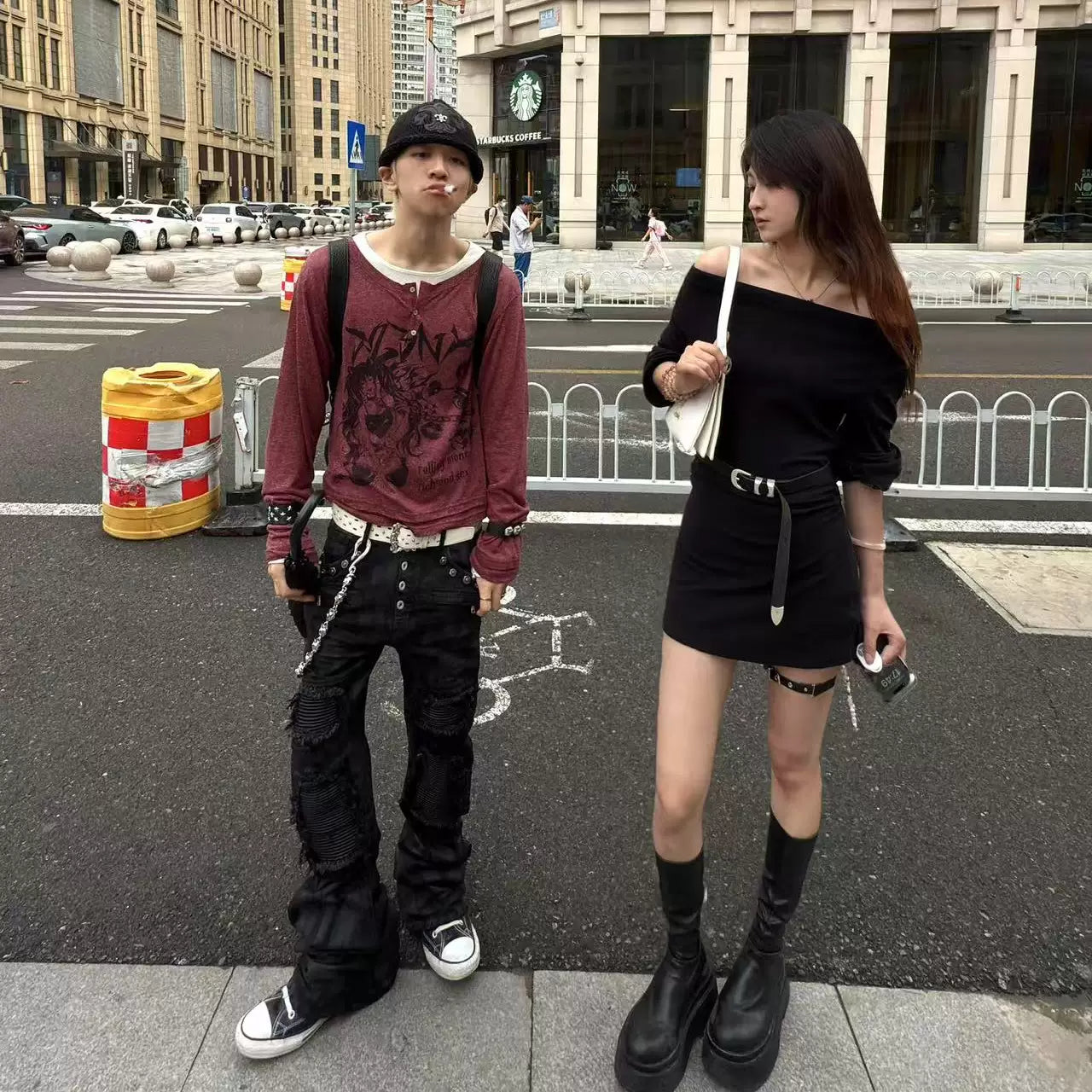 ROLLINGMONEY Waxed Black Jeans