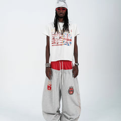 THEWET 2026SS Street Retro Doing Old Rice Flag Rolling Stone Splitting Tongue Teasing Fun Printed Cotton Short Sleeve