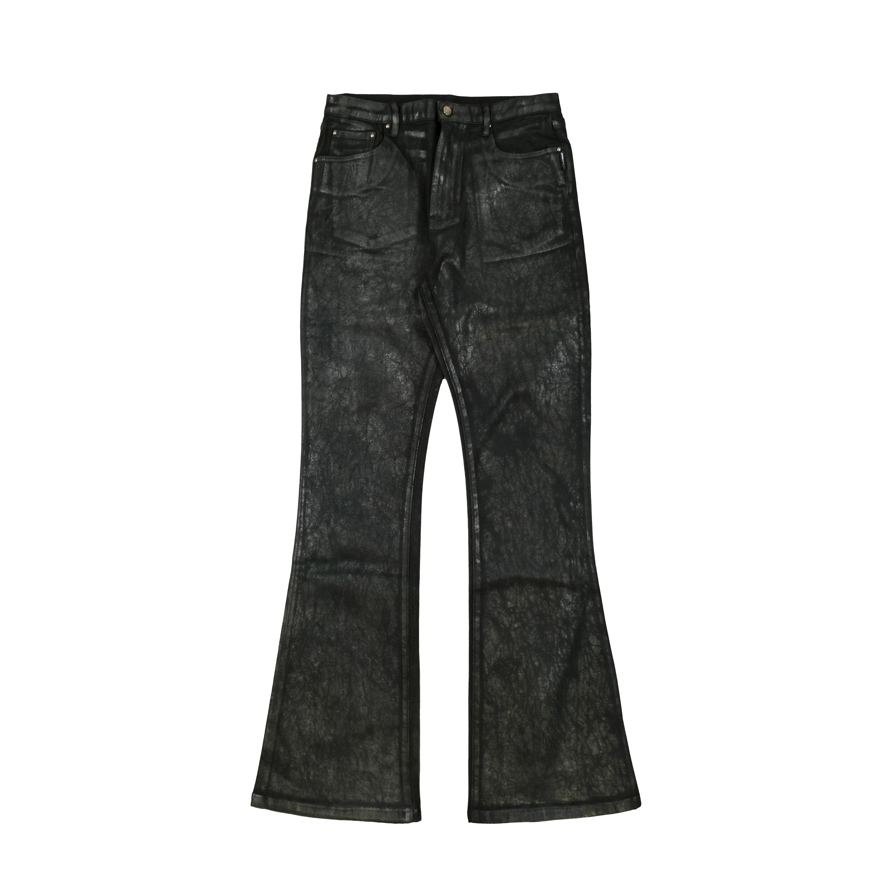 THEWET SPLITTING TONGUE 2025AW Burst Pattern Dark Pioneer Micro La Brushed Wax Elastic Pants