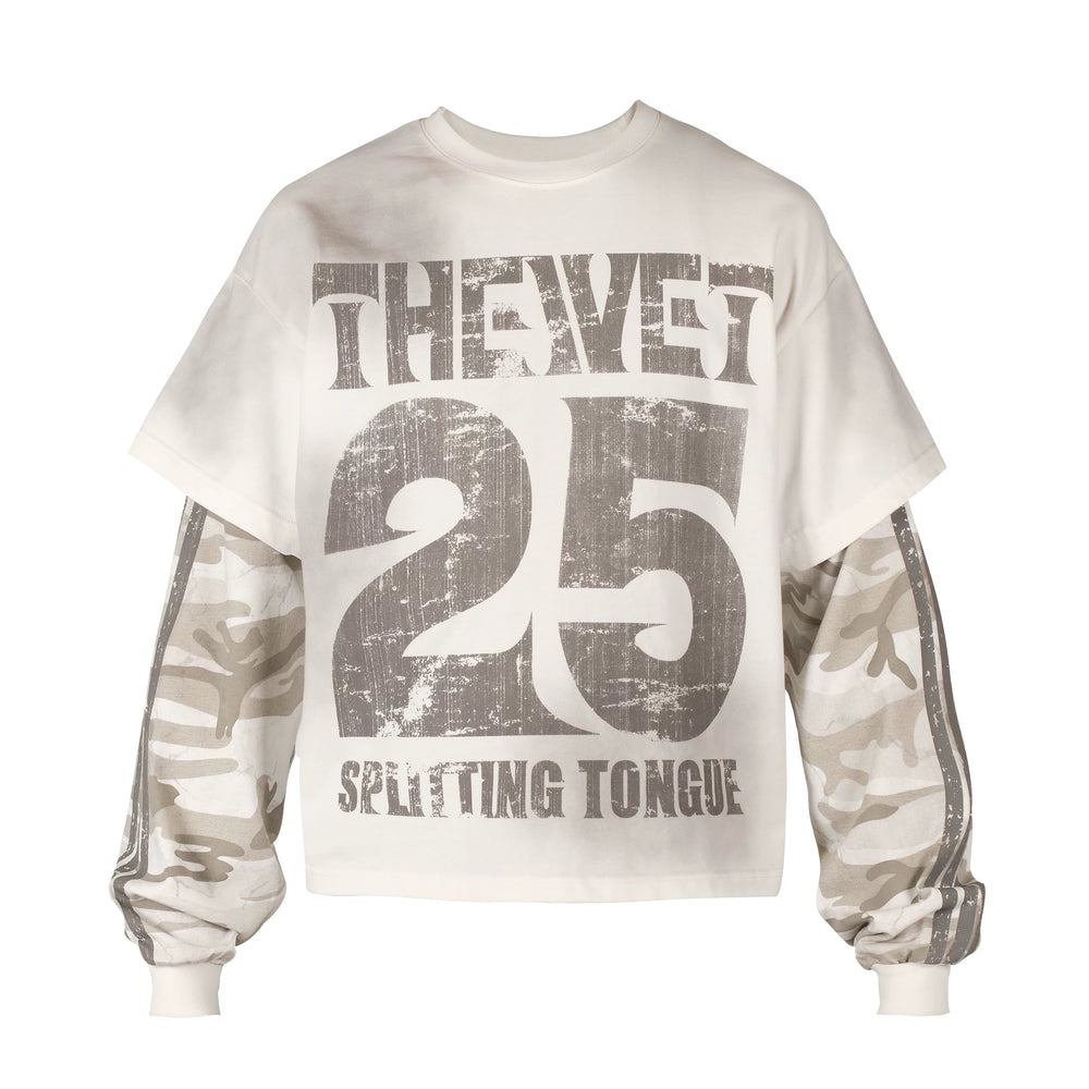 THEWET 2025AW TOPBARRY Same Camo Old Fake Two Loose Printed Casual Long Sleeves Tee