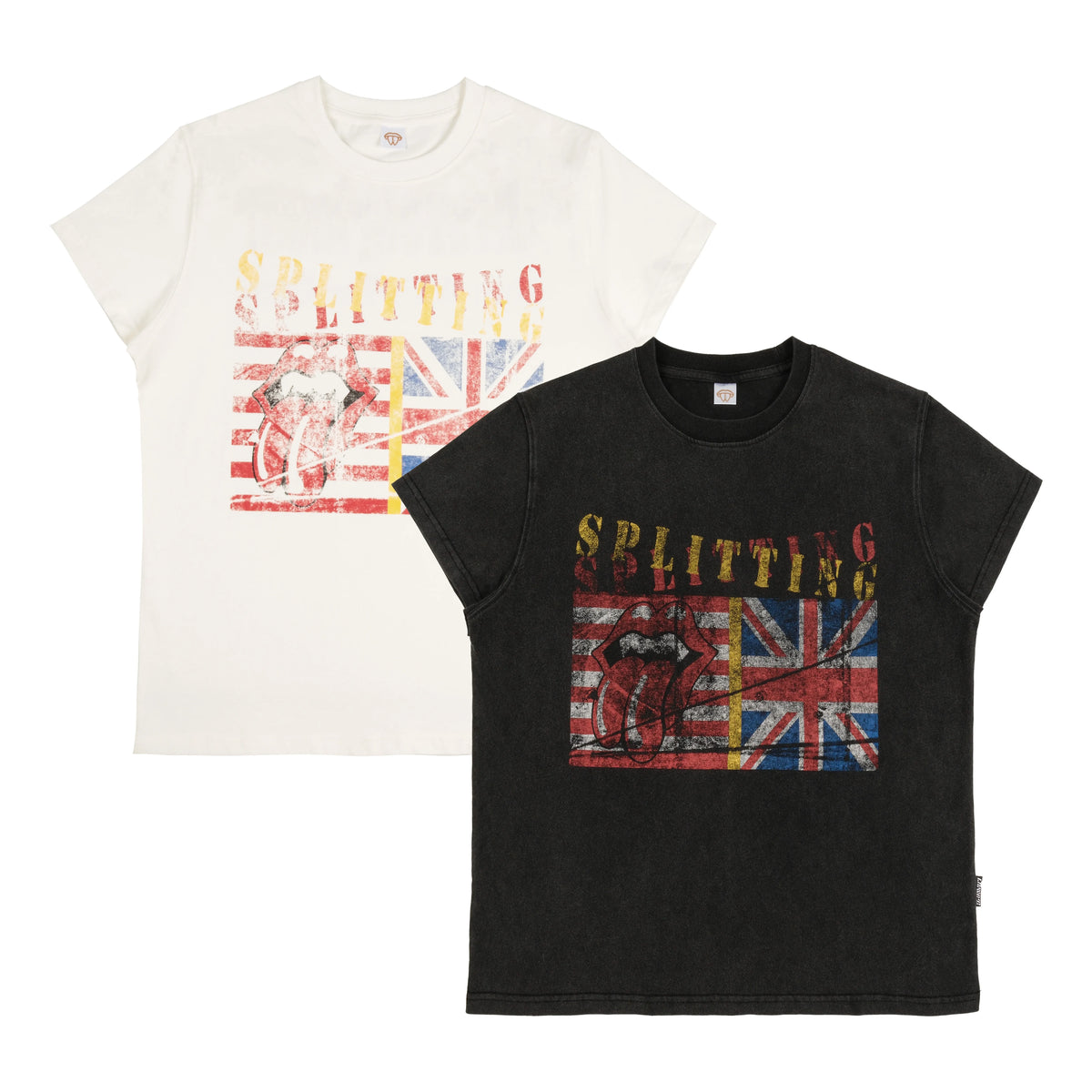 THEWET 2026SS Street Retro Doing Old Rice Flag Rolling Stone Splitting Tongue Teasing Fun Printed Cotton Short Sleeve