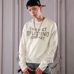 THEWET 2026 American Street Letter Printed Logo Curved Knife Camouflage Long Sleeve Daily Casual Interior Long Tee
