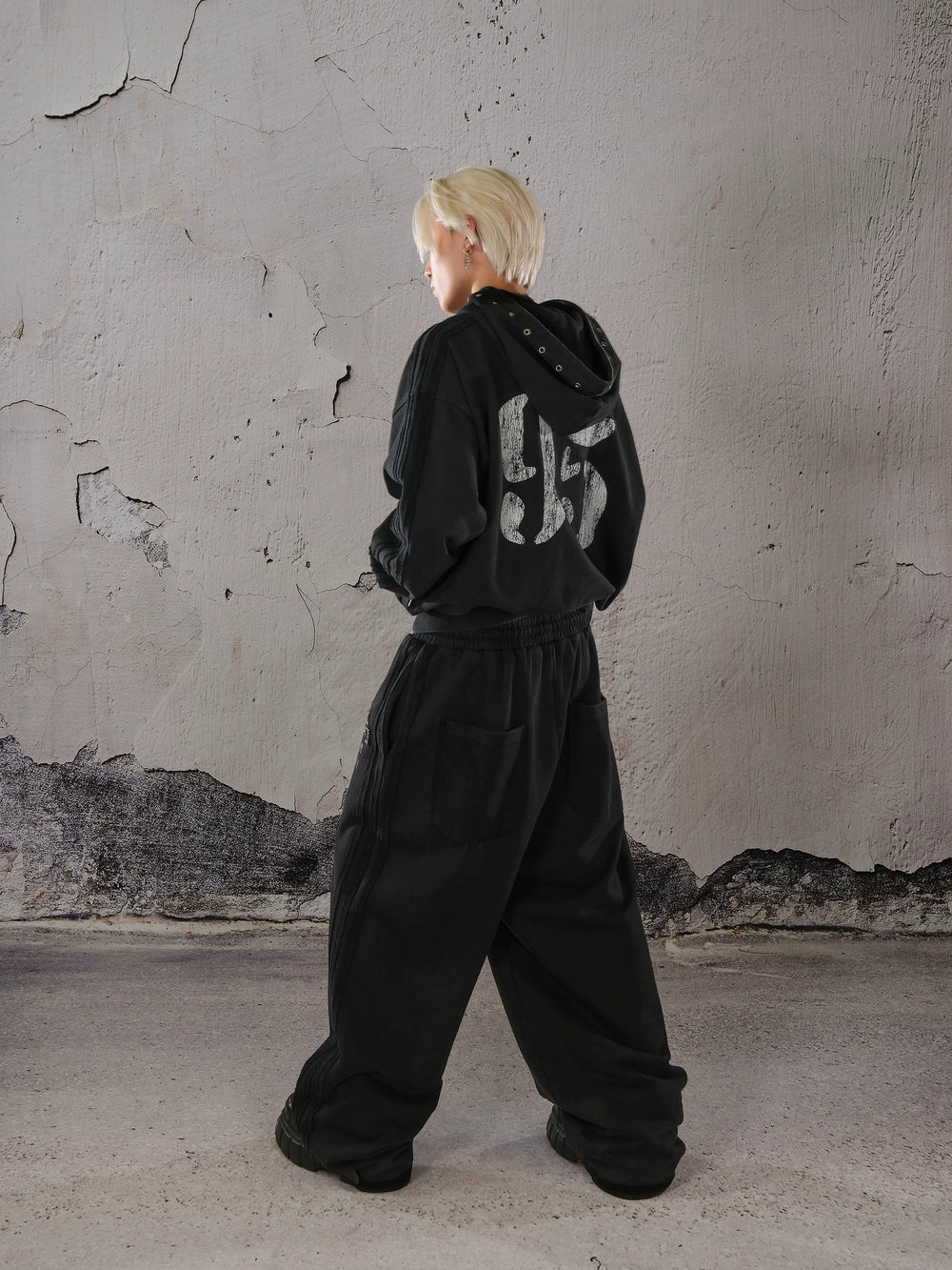 THEWET 2025 Autumn/Winter 500g American Street Heavy duty Thickened Warm Washed Outdated Printed Loose Pants
