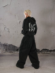 THEWET 2025 Autumn/Winter 500g American Street Heavy duty Thickened Warm Washed Outdated Printed Loose Pants