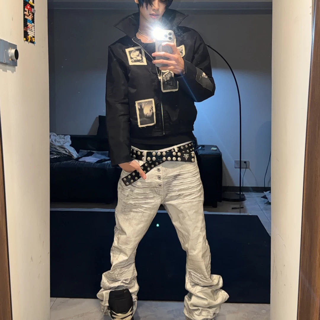 ROLLING MONEY Washed Grey Jeans