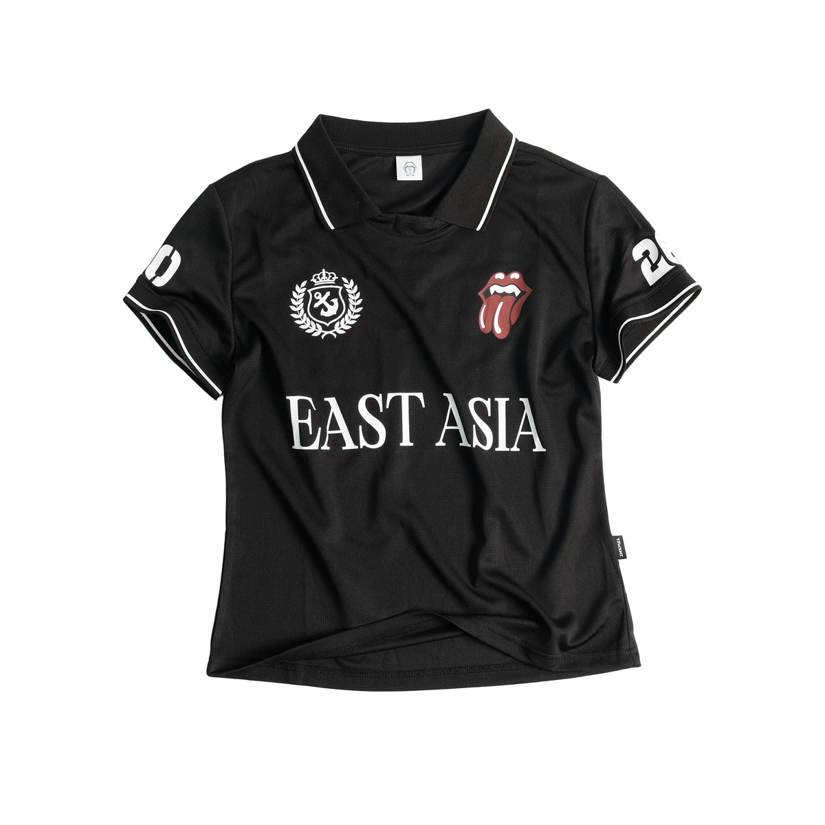 THEWET 2026SS East Asian Street Casual Elastic Jersey Letter Printed Short Sleeve Polo Shirt Slimming Short Tee