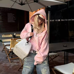 Zhu Zhixin, Zhang Hanrui, Taigexi, same style THEWET street letter old zipper hoodie, hoodie