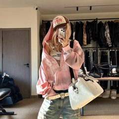 Zhu Zhixin, Zhang Hanrui, Taigexi, same style THEWET street letter old zipper hoodie, hoodie