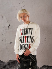 THEWET 2025 Autumn/Winter American Street Split Tongue Letter LOGO Printed Cotton Round Neck Base Long Sleeve Tee