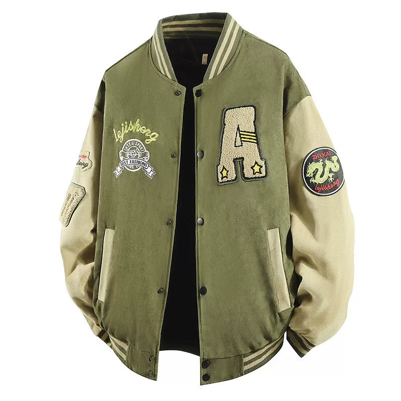 NASA联名美式麂皮绒棒球服男vintage春秋大码飞行员外套情侣夹克 (3)