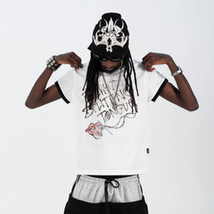 THEWET 2026SS Street Leisure White Ink Letter Non Smoking Printed Cotton Slim Short Sleeve Tee
