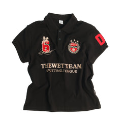 THEWET 2026SS Indian War Horse Embroidered Polo Shirt Street Slimming Beaded Cotton Collar Short Sleeve