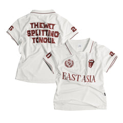THEWET 2026SS East Asian Street Casual Elastic Jersey Letter Printed Short Sleeve Polo Shirt Slimming Short Tee