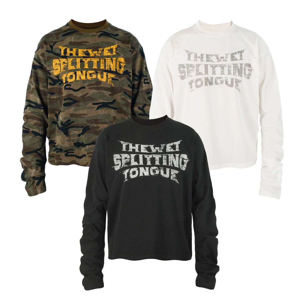 THEWET 2026 American Street Letter Printed Logo Curved Knife Camouflage Long Sleeve Daily Casual Interior Long Tee