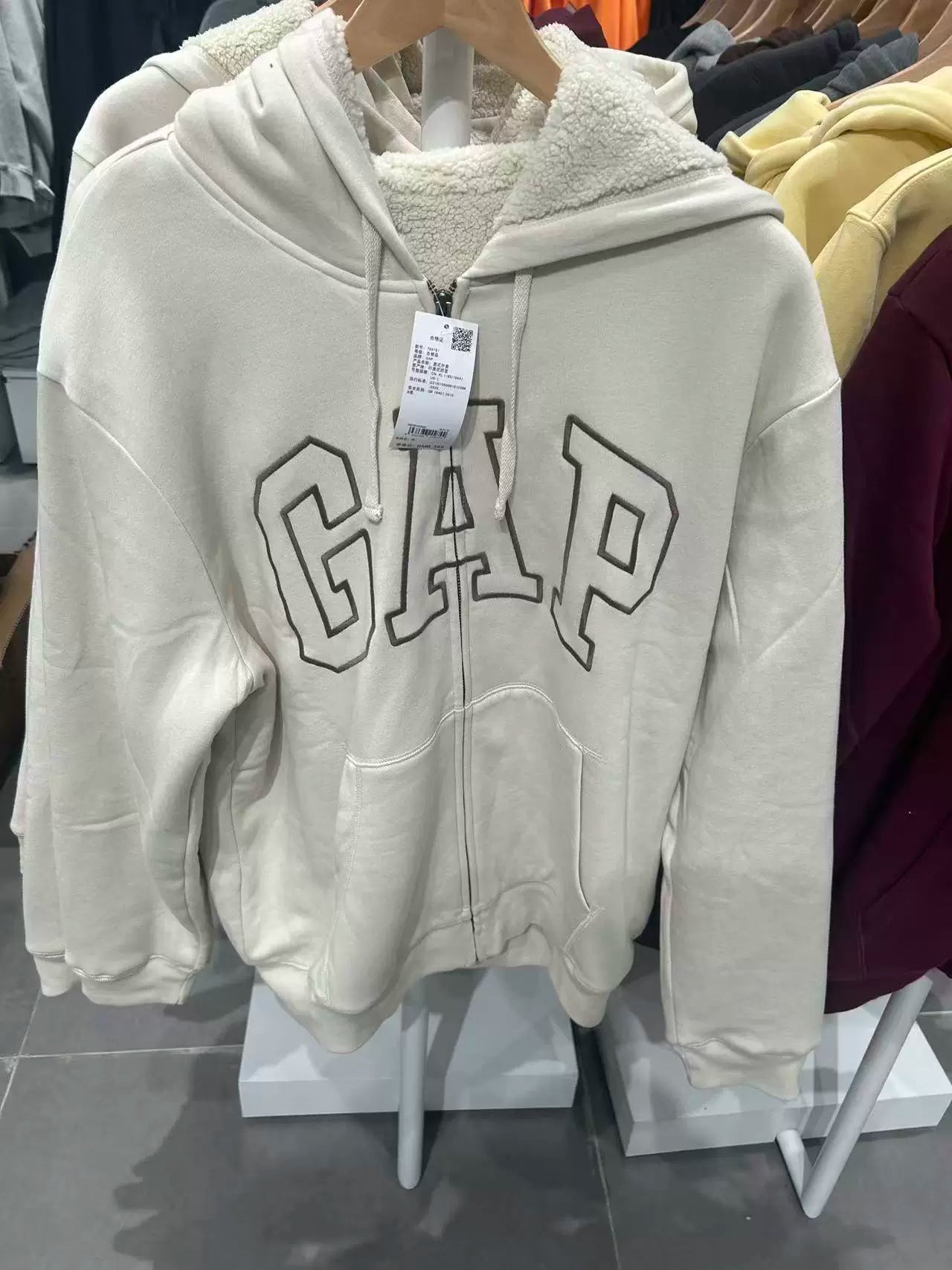 Gap Men's and Women's 2025 Autumn New Logo Imitation Lamb Fleece Hoodie Sweatshirt US Version 789781