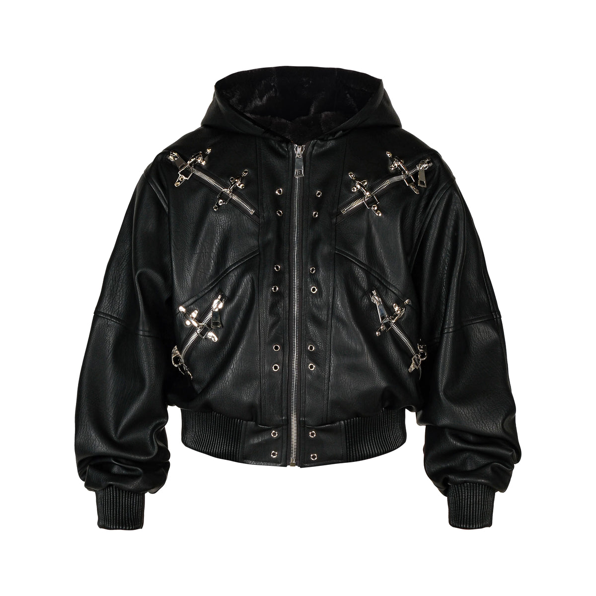 THEWET SPLITTING TONGUE 2025AW Winter Street Silhouette Airplane Buckle Zipper Leather Jacket