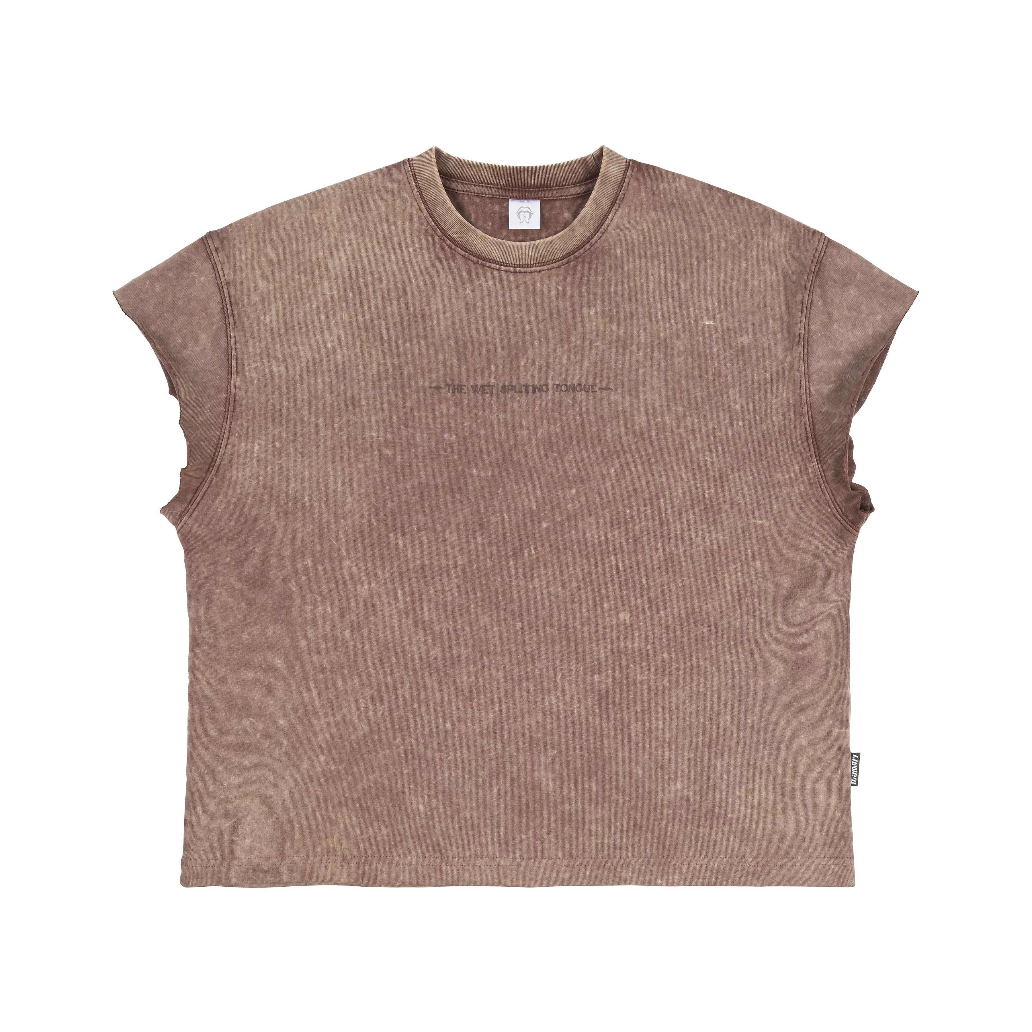 THEWET washed vintage street print distressed shoulder