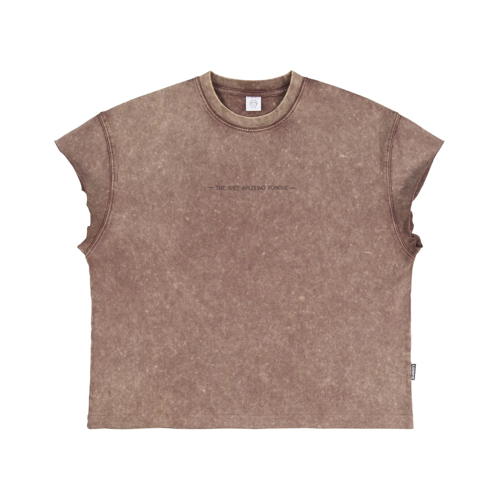 THEWET washed vintage street print distressed shoulder