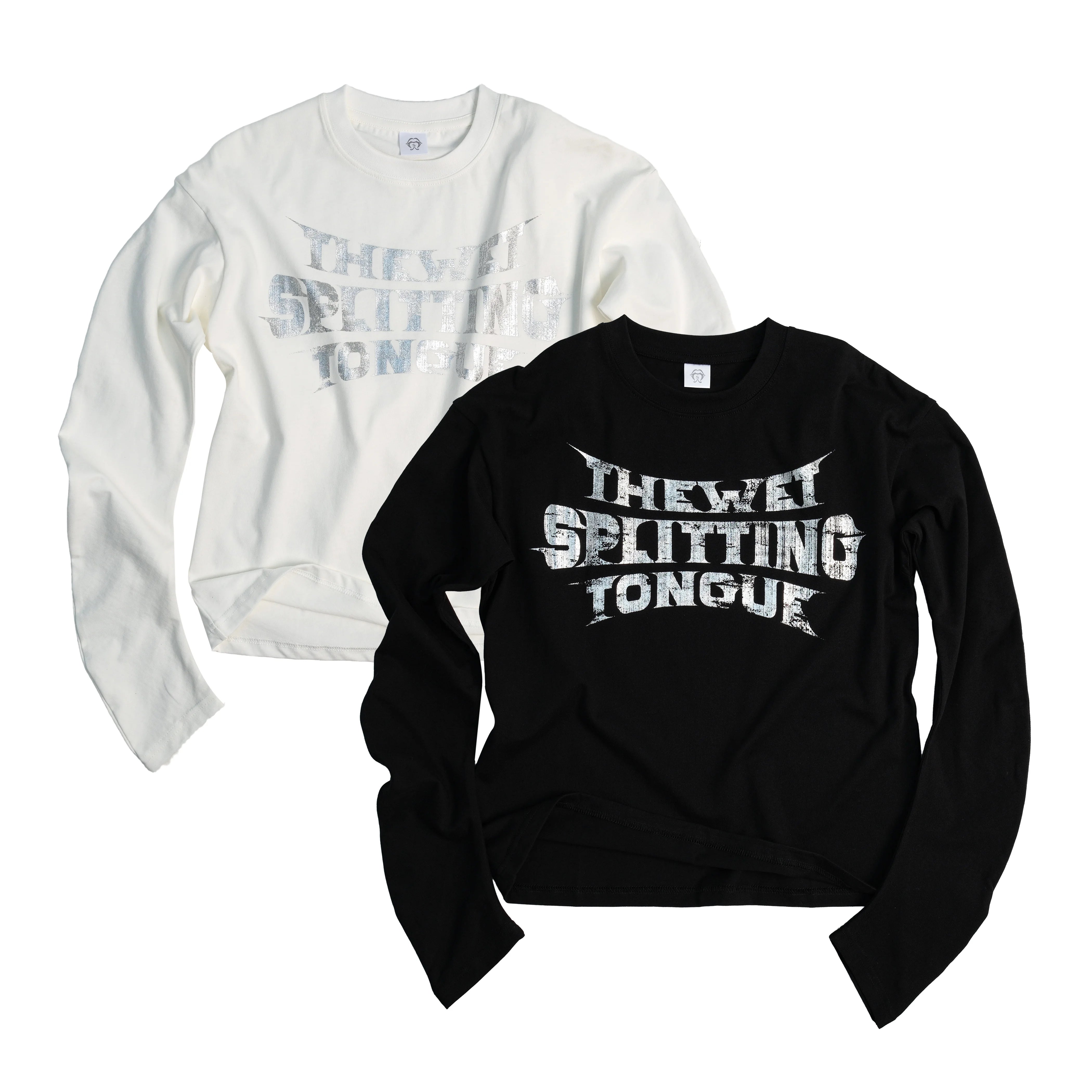 THEWET 2026 American Street Letter Hot Silver Logo Curved Knife Long Sleeve Daily Casual Interior Long Tee