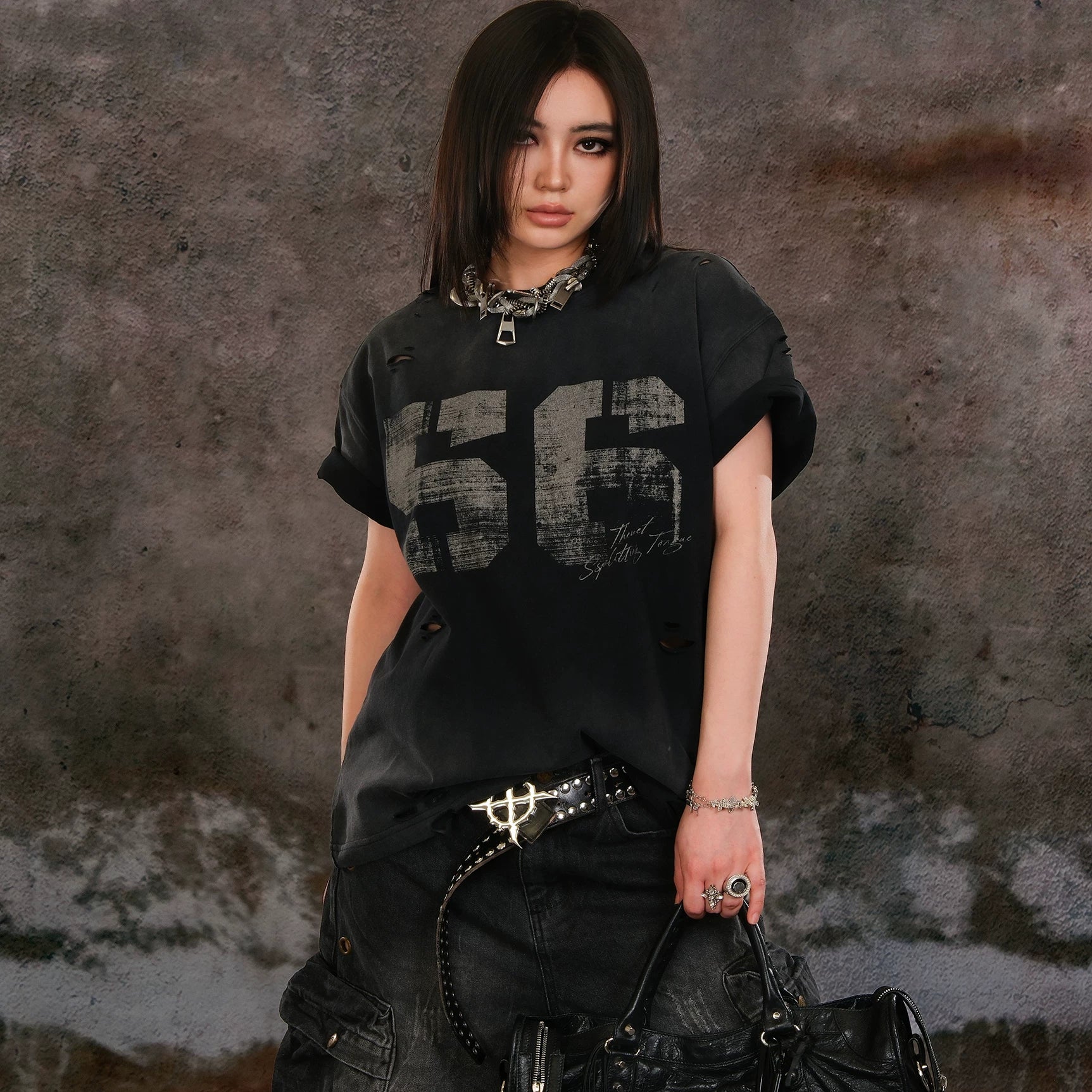 THEWET 2026SS American retro mud dyed distressed street casual fun loose printed short sleeved shirt