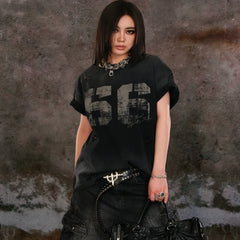 THEWET 2026SS American retro mud dyed distressed street casual fun loose printed short sleeved shirt