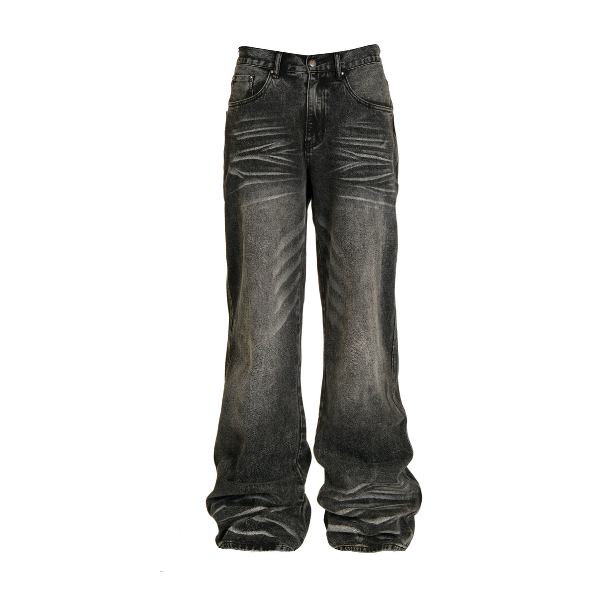 THEWET SPLITTING TONGUE 13 oz Basic Washed Cat Beard Old Straight Cowboy Pants