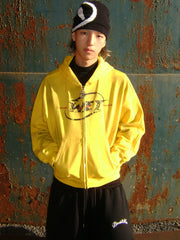 THEWET 2026AW Spring Street Casual Zipper Hoodie 400g Aged Cracked Printed Spray Dirty Hoodie