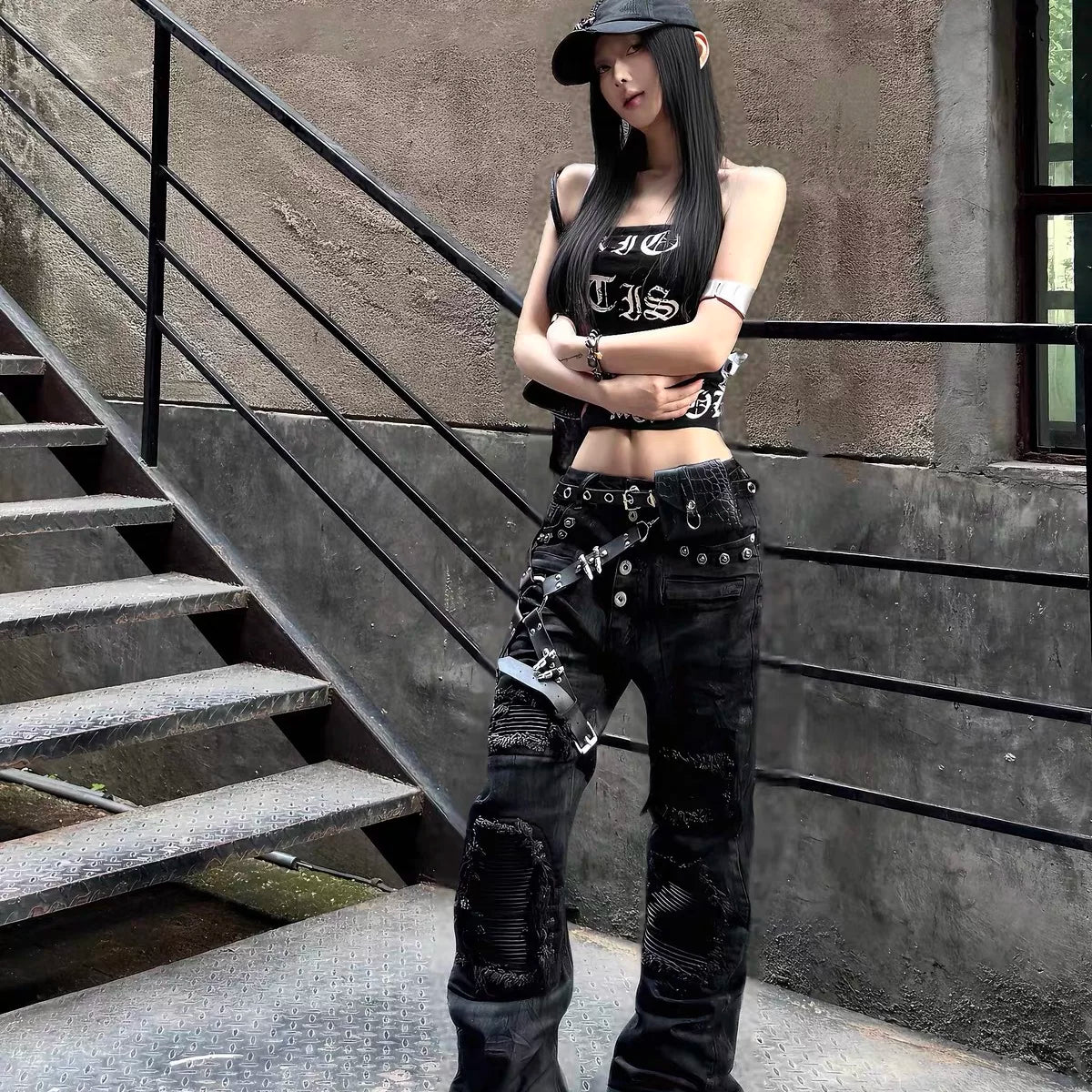 ROLLINGMONEY Waxed Black Jeans