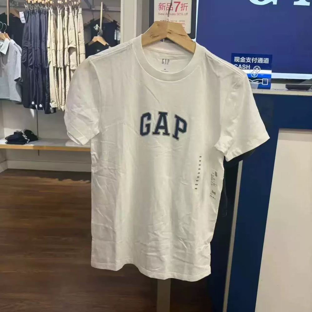 Gap Men's and Women's 2025 Spring New Cotton Letter Logo Short Sleeve T-shirt Regular Top US Version 570044