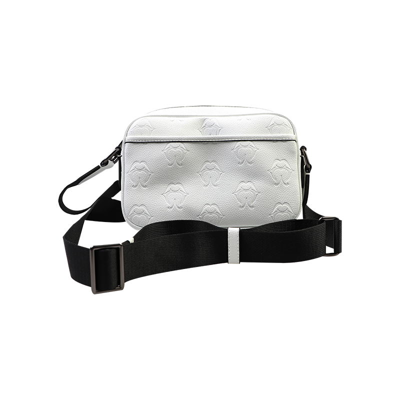 THEWET Tongue Splitting Full Print LOGO Single Shoulder Full Leather Postman Bag Hiphop Street Style Diagonal Cross Bag