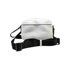 THEWET Tongue Splitting Full Print LOGO Single Shoulder Full Leather Postman Bag Hiphop Street Style Diagonal Cross Bag