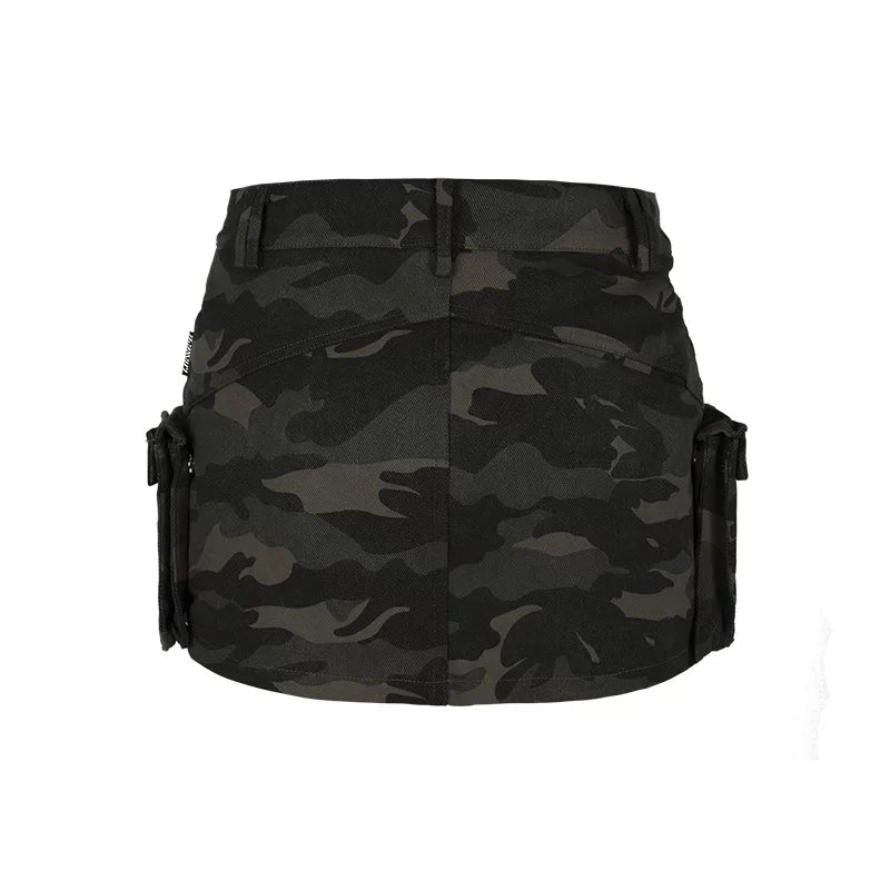 LILWET GIRL American Retro Summer Hot Girl Half body Bag Hip Skirt Camouflage Work Clothes Detachable Short Skirt