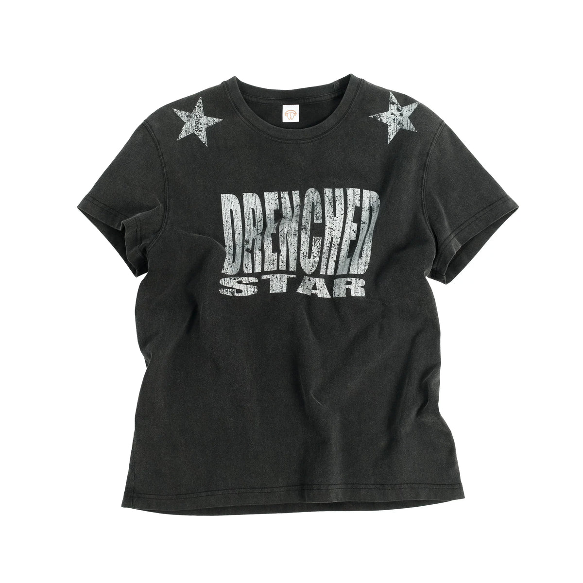 THEWET 2026SS Street Retro Vintage Double Star Letter Printed Cotton Short Sleeve Tee