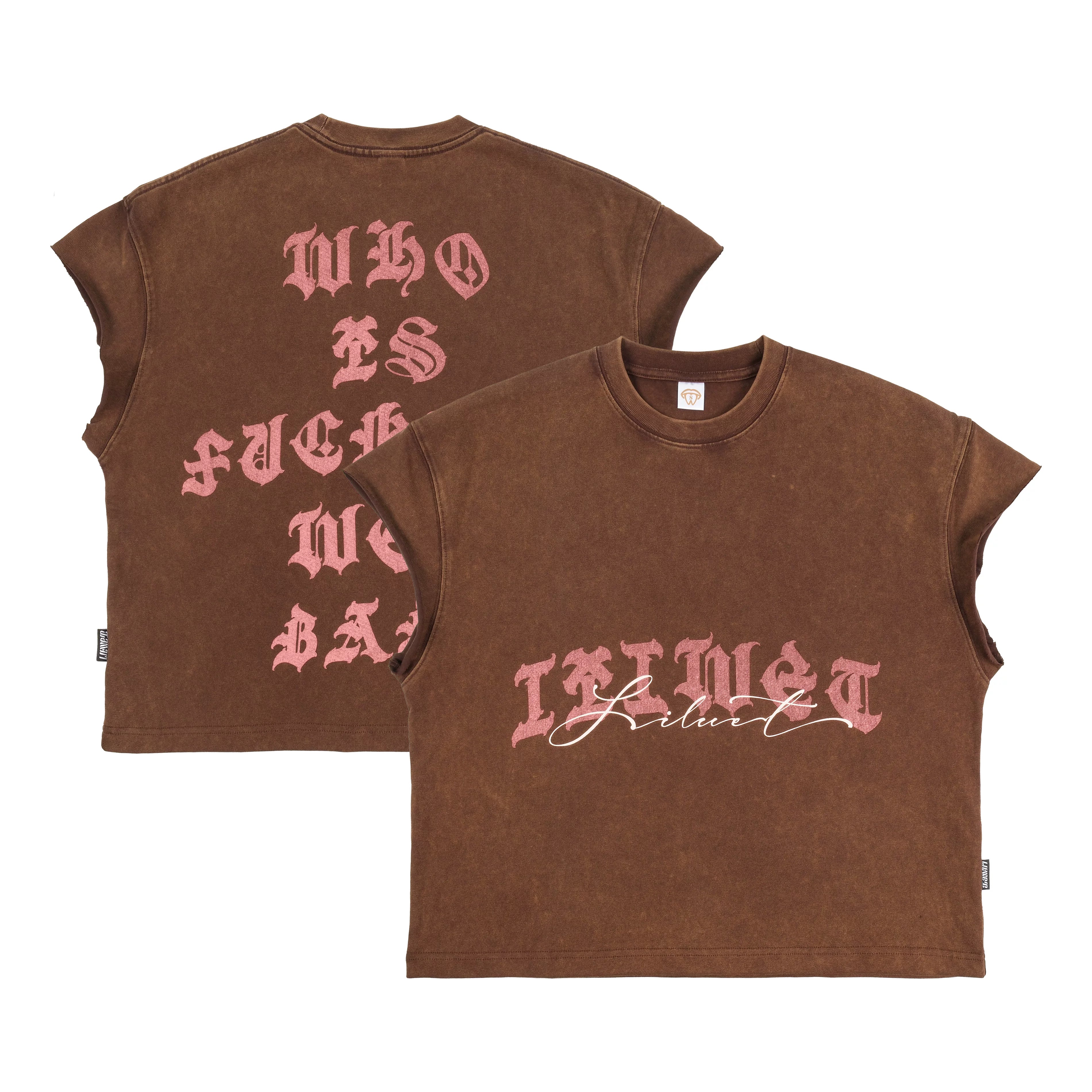 THEWET washed vintage street print distressed shoulder