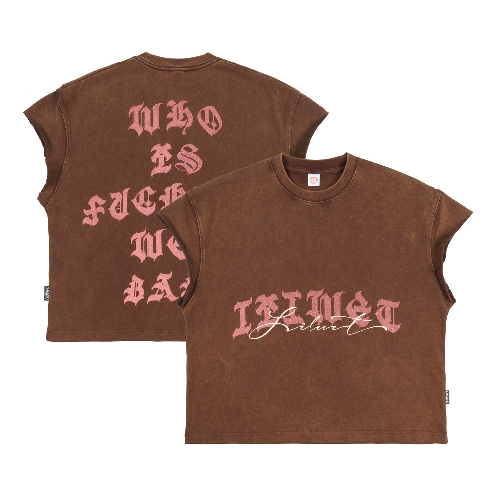 THEWET washed vintage street print distressed shoulder