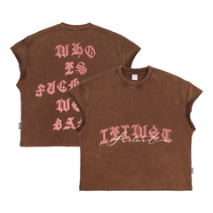 THEWET washed vintage street print distressed shoulder