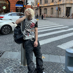 ROLLINGMONEY Vintage Camo Graphic Tee