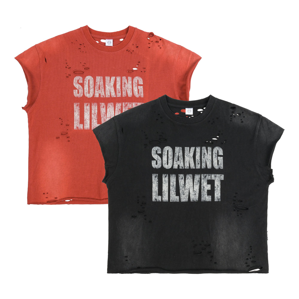 THEWET washed vintage street print distressed shoulder