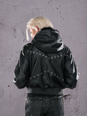 THEWET SPLITTING TONGUE 2025AW Winter Street Silhouette Airplane Buckle Zipper Leather Jacket
