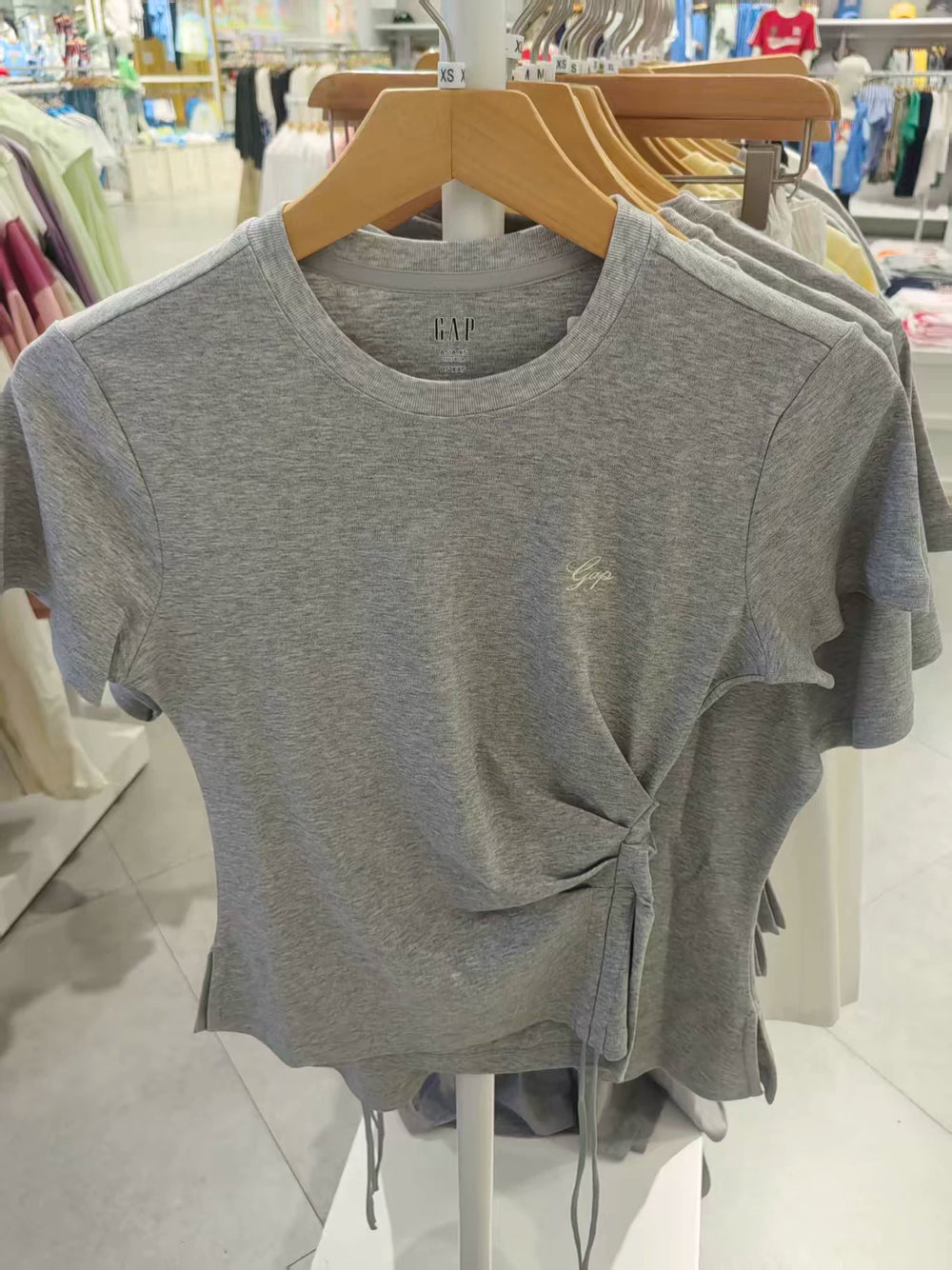 Gap women's 2026 summer new cotton logo embroidered pleated drawstring short sleeved T-shirt top 892641