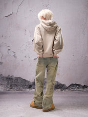 THEWET SPLITTING TONGUE 2025AW Washed and Used Digital Splashed Honeycomb Cat Beard Jeans