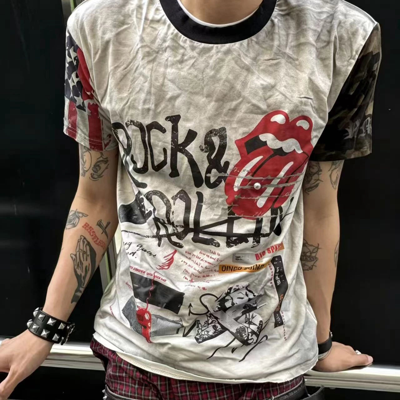 ROLLINGMONEY Vintage Camo Graphic Tee