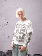 THEWET 2025AW TOPBARRY Same Camo Old Fake Two Loose Printed Casual Long Sleeves Tee