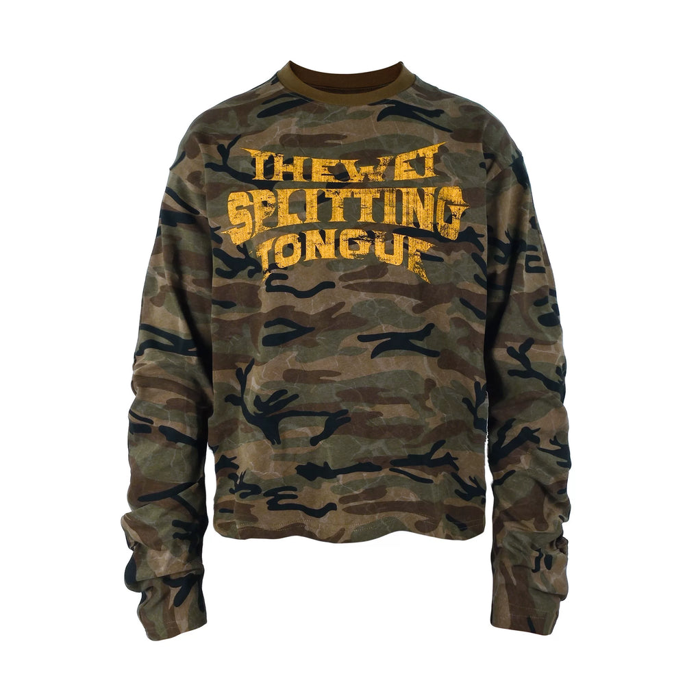 THEWET 2026 American Street Letter Printed Logo Curved Knife Camouflage Long Sleeve Daily Casual Interior Long Tee